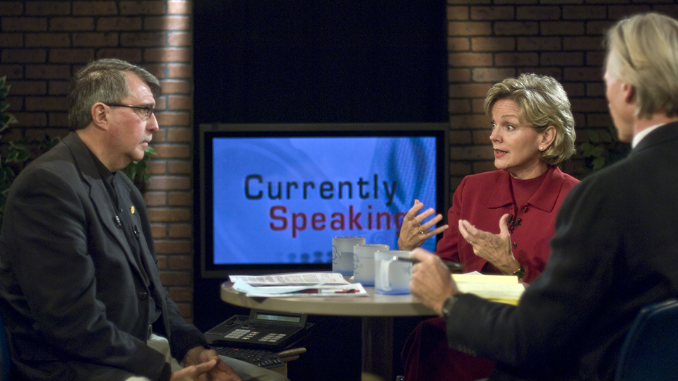 Currently Speaking host Andy Rapp and frequent guest Jim Johnson interview Michigan Gov. Jennifer Granholm, 2008.