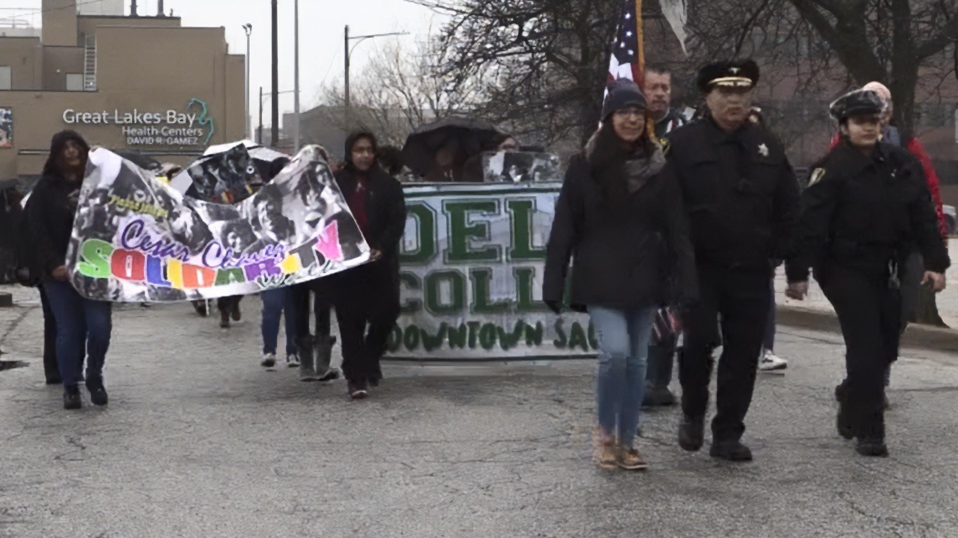 Participants in the Cesar Chavez Solidarity Walk.