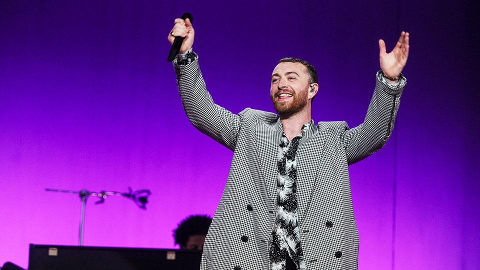 Sam Smith on stage.