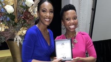 Pictured: President of Tampa Bay Association of Black Journalists Jasmine Styles and our Dalia Colon accepting the award on behalf of producer Laura Landry