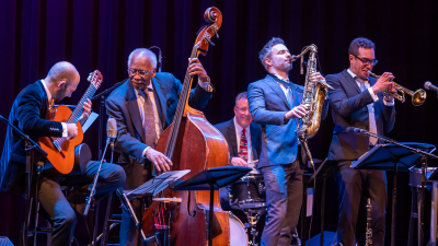 Musicians playing on stage