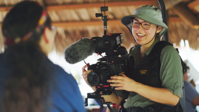 WEDU camera person on a shoot