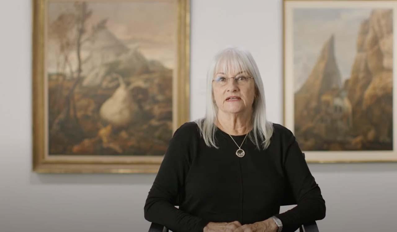 Up-close portrait of one of the women who helped get Thor to the St. Pete Holocaust Museum