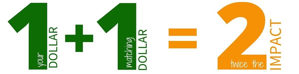 Your Dollar Amount + Matching Dollar = Twice the impact
