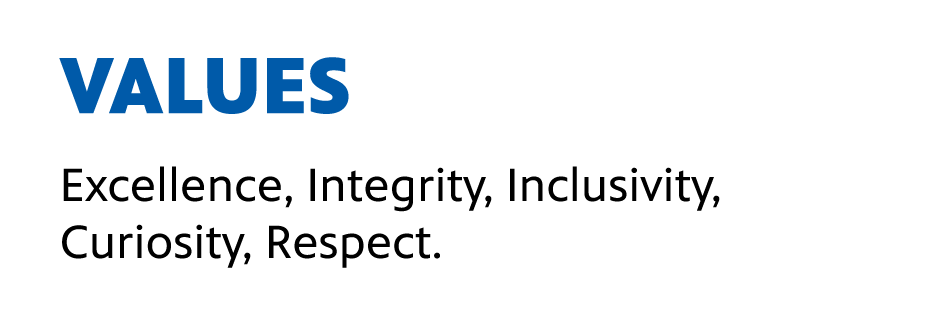 Vision - Excellence, Integrity, Inclusivity, Curiosity, Respect