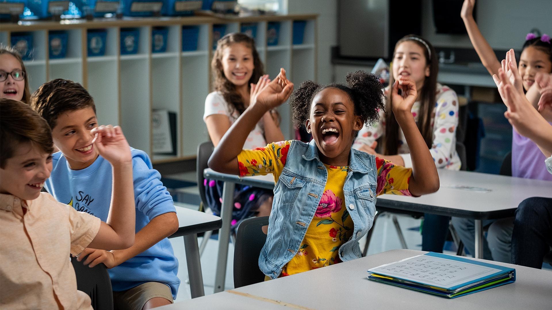 Kids excited to learn in the classroom