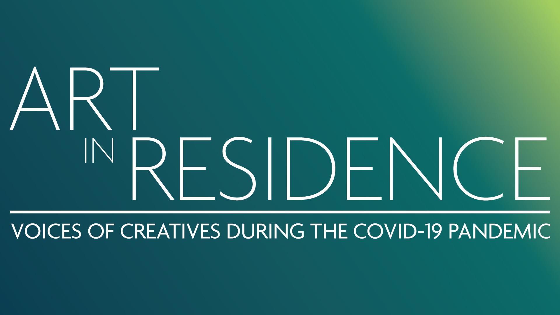 Art in Residence Logo on a blue and green background