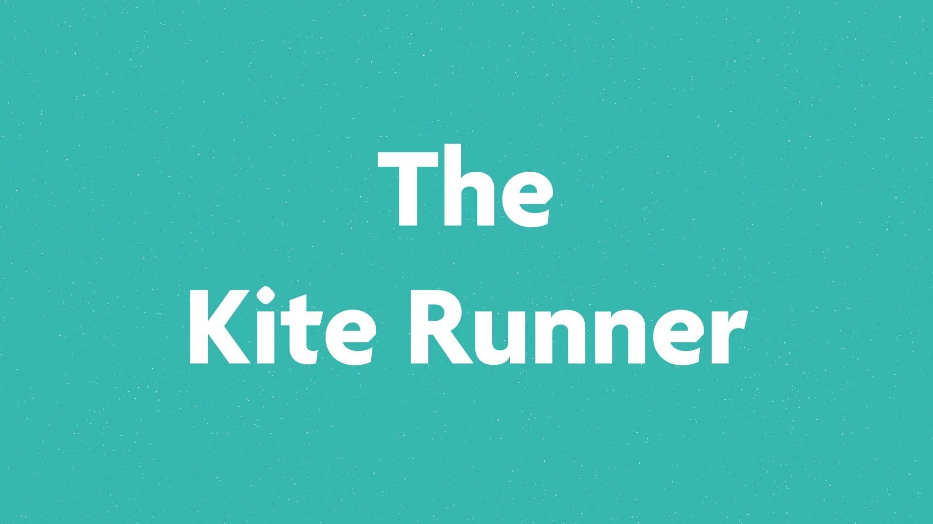 The Kite Runner book submission card on a green background.
