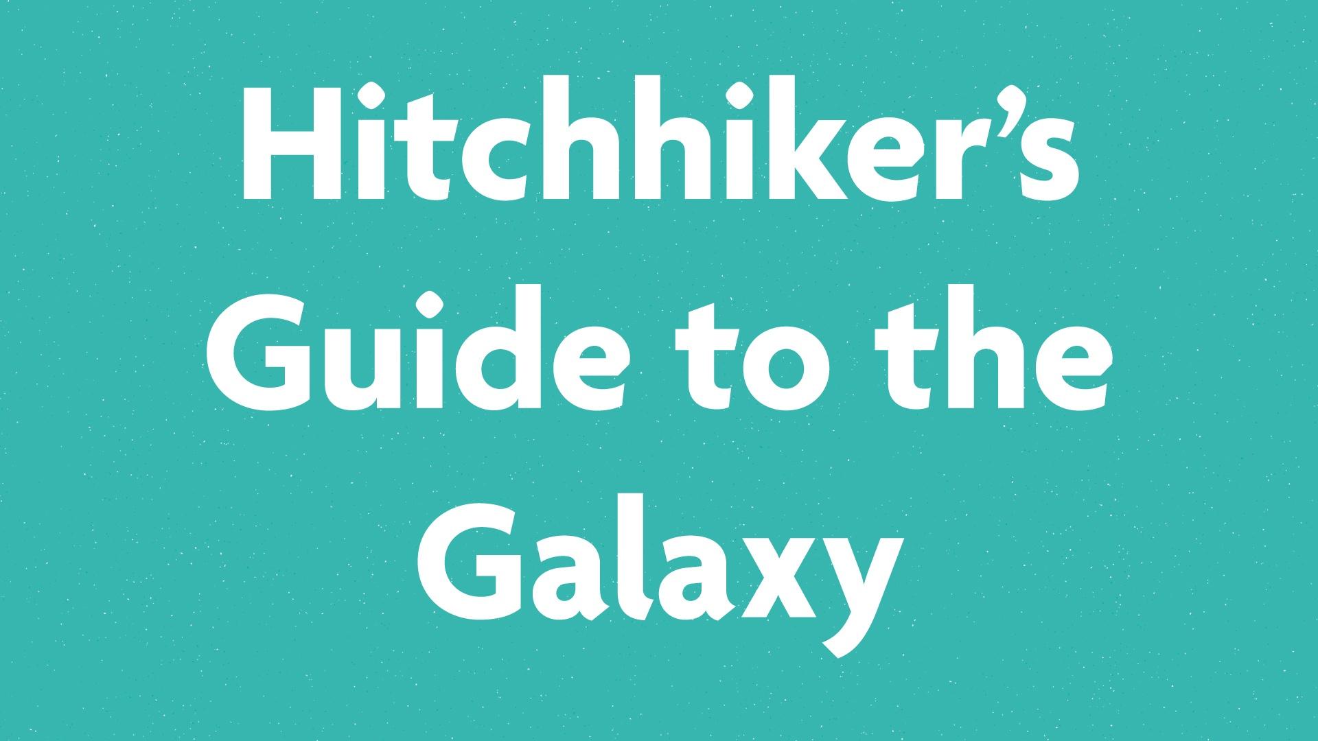Hitchhiker's Guide to the Galaxy book submission card on a green background.