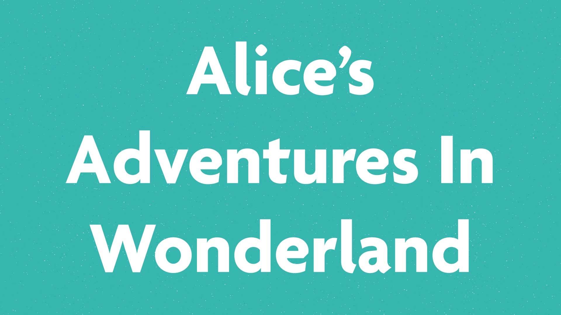 Alice's Adventure in Wonderland book submission card on a green background.