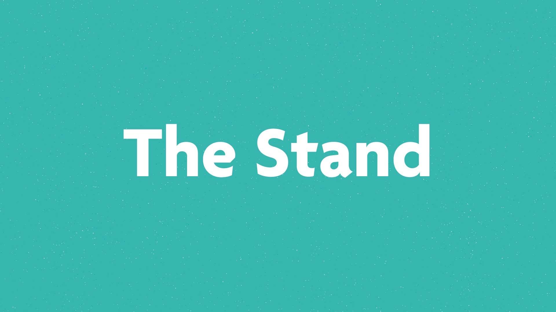 The Stand book submission card on a green background.
