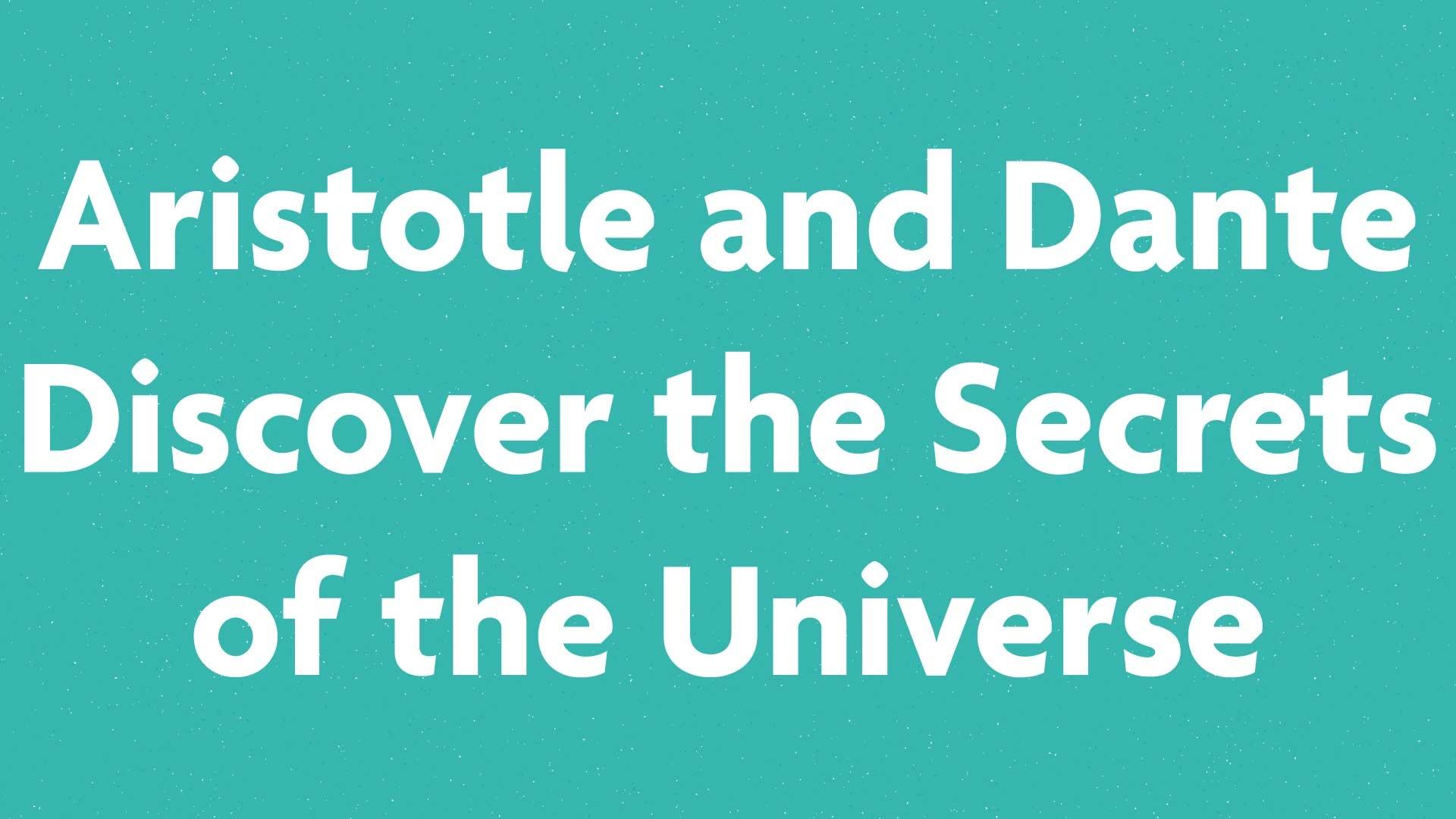 Aristotle and Dante Discover the Secrets of the Universe book submission card on a green background.