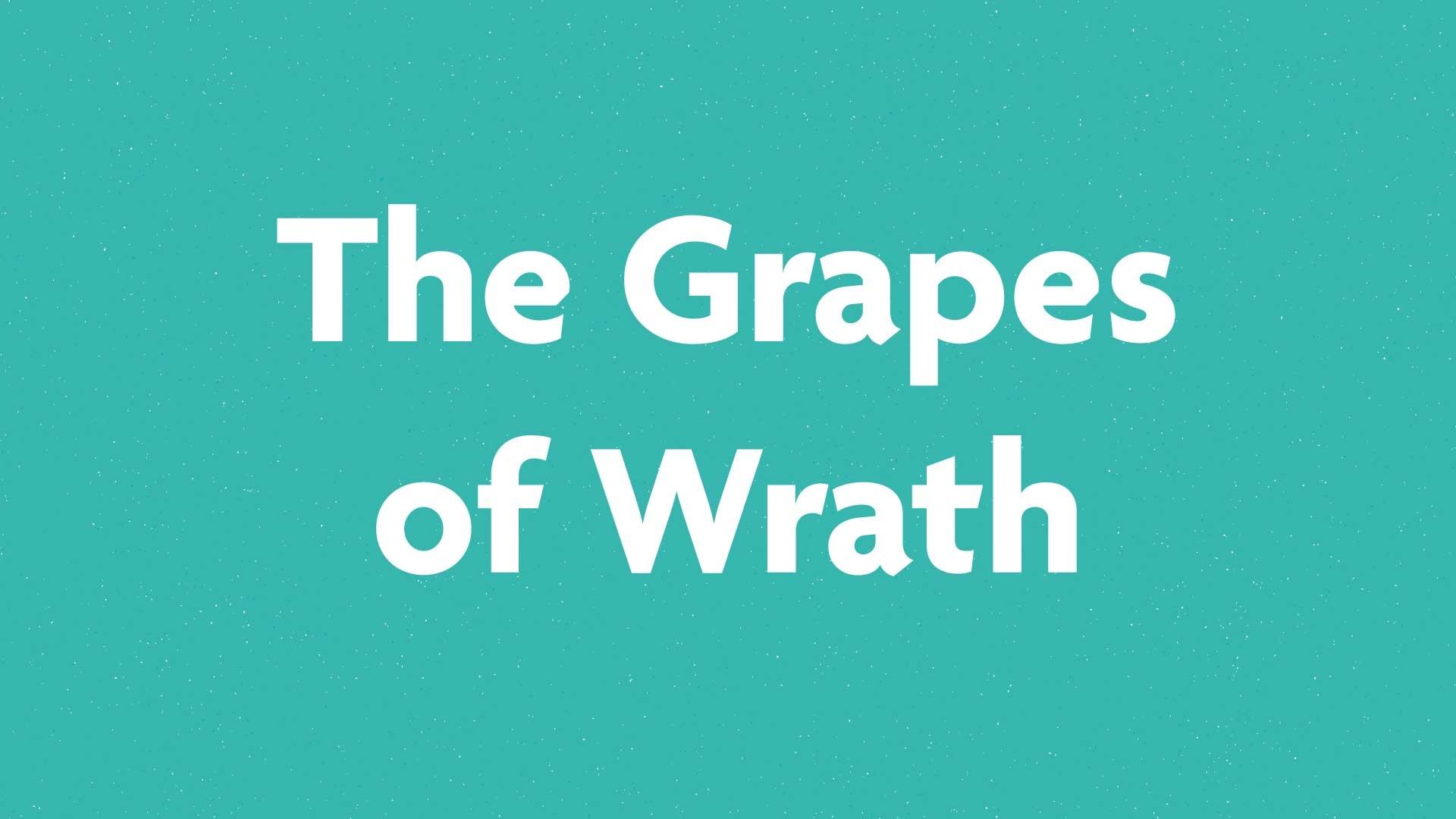 The Grapes of Wrath book submission card on a green background.
