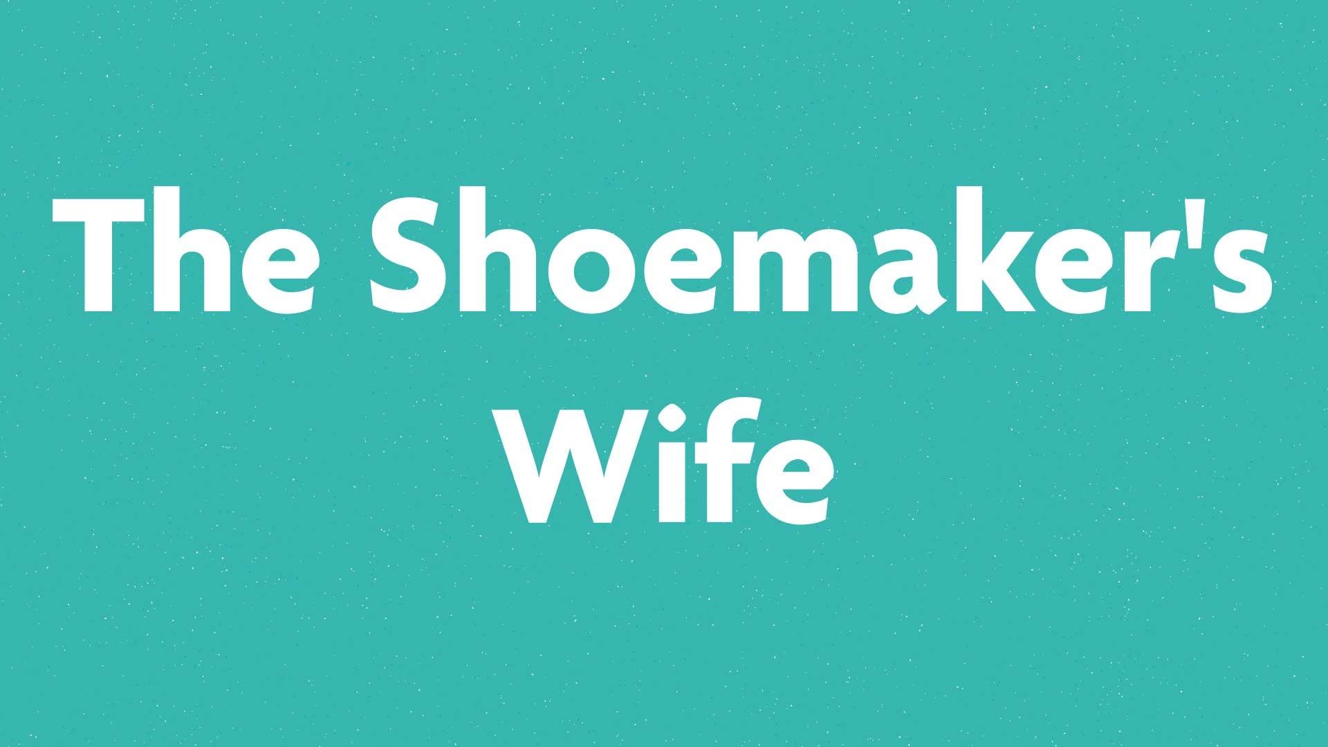 The Shoemaker's Wife book submission card on a green background.