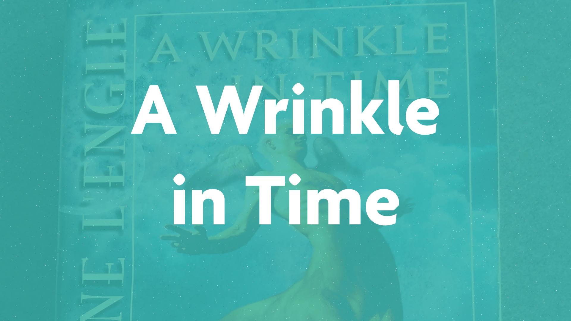A Wrinkle in Time book submission card on a green background.