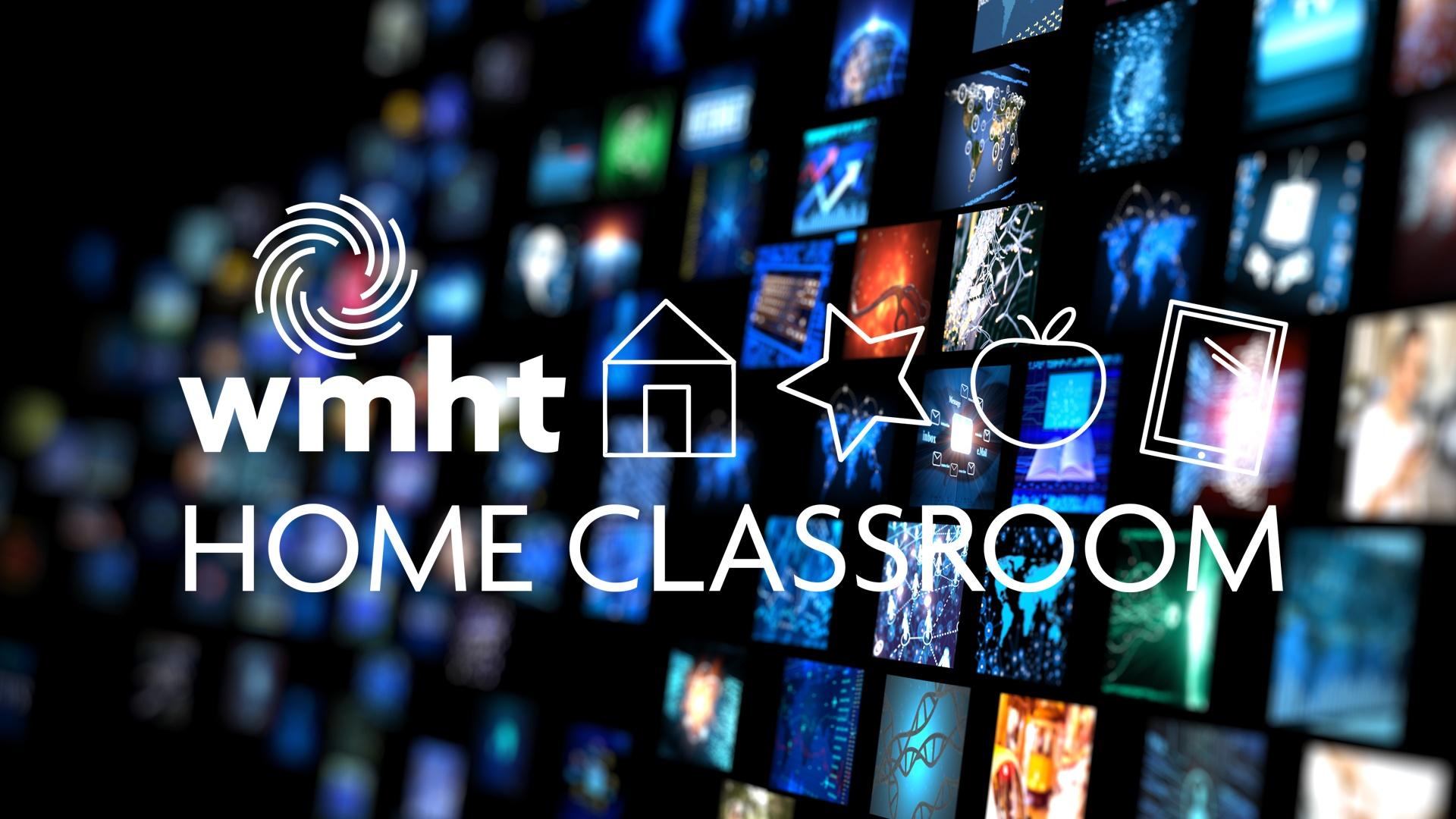 Wall of Screens with WMHT Home Classroom Logo