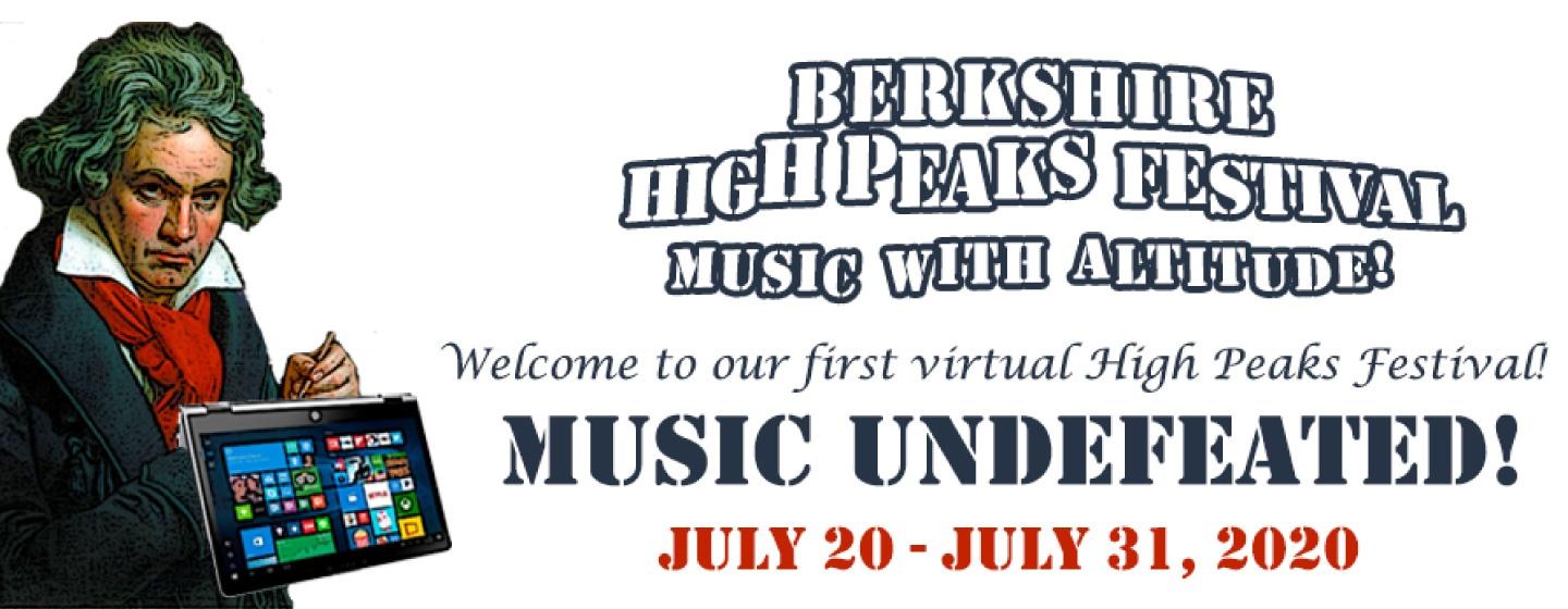 Hero image for the Berkshire High Peaks festival Hero featuring Beethoven holding a tablet computer.