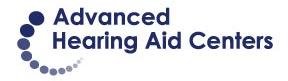 Advanced Hearing Aid Centers Logo in a dark blue sans serif font