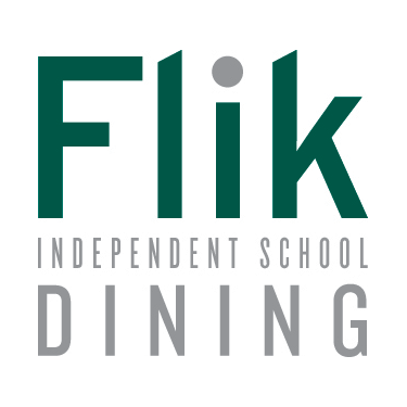 Flik Independent School Dining Logo in green and gray sans serif font
