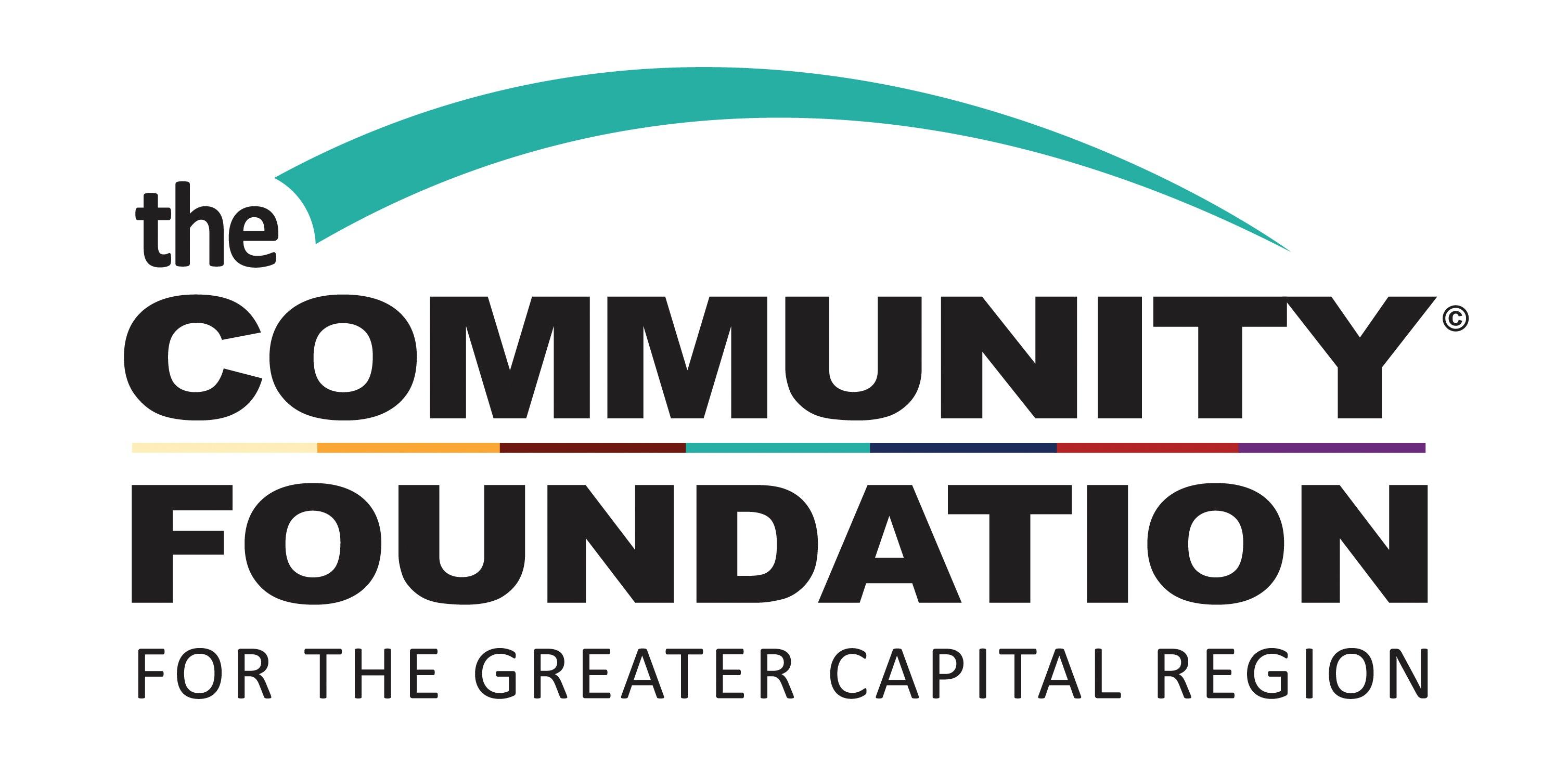 The Community Foundation for the Greater Capital Region Logo in black with a green arch over the top