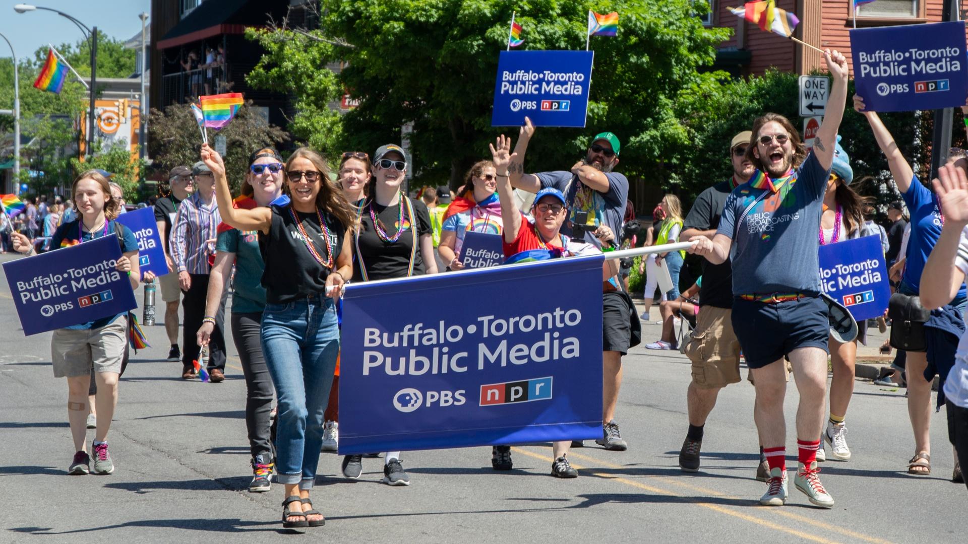 BTPM staff marches down Elmwood Avenue in the Buffalo Pride parade