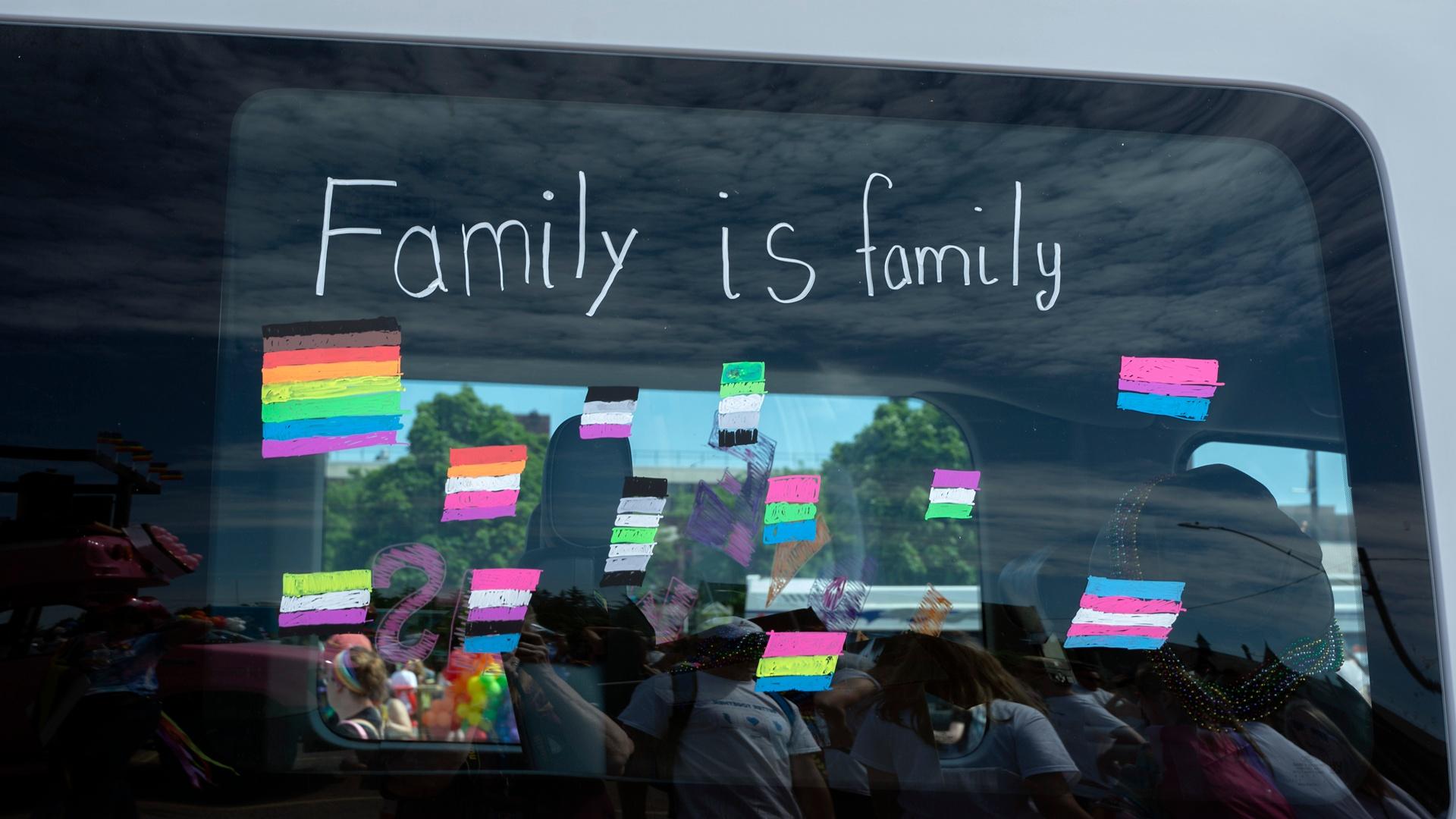 "Family is Family" on car window