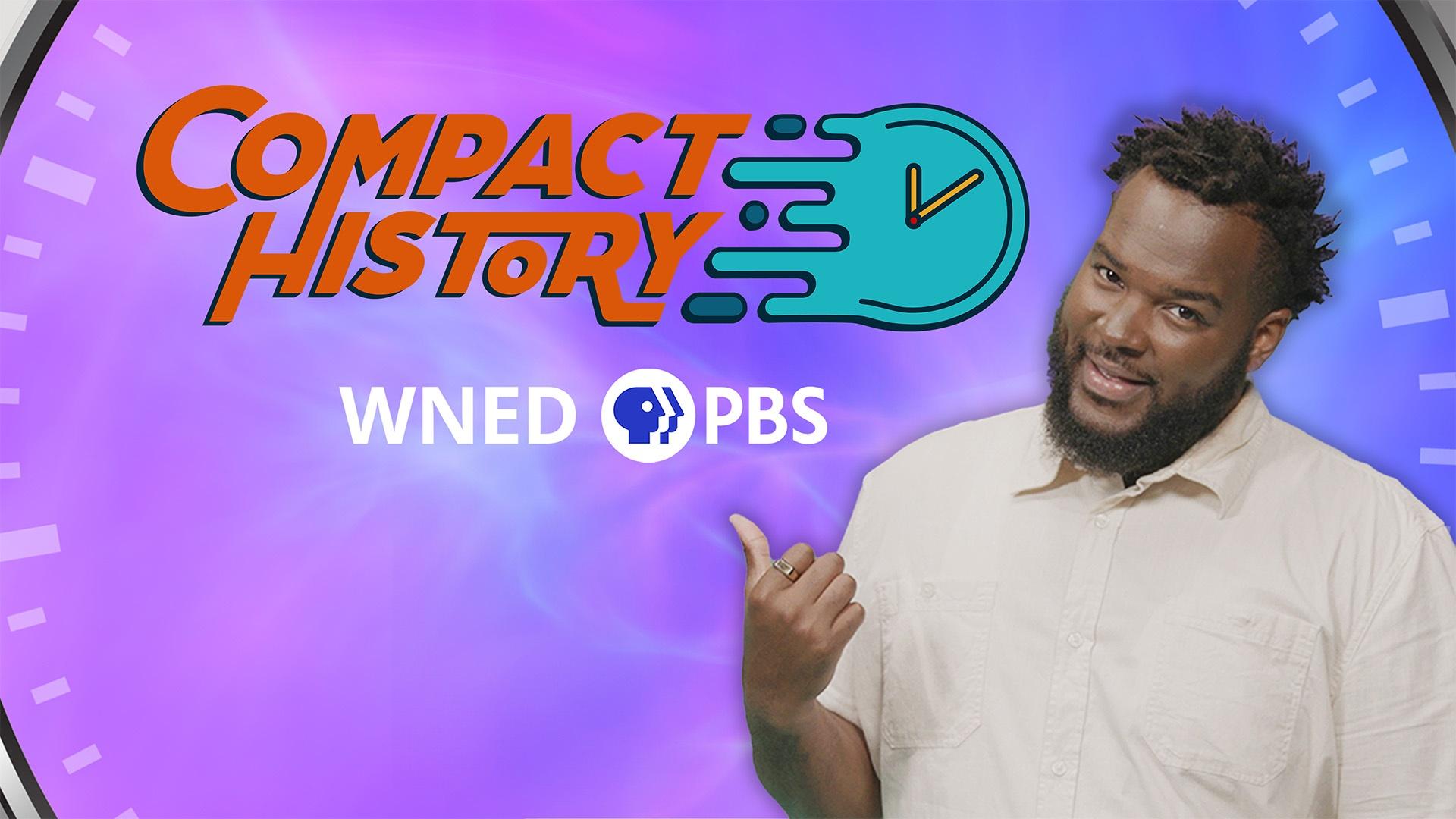 Host Cory alongside the Compact History logo