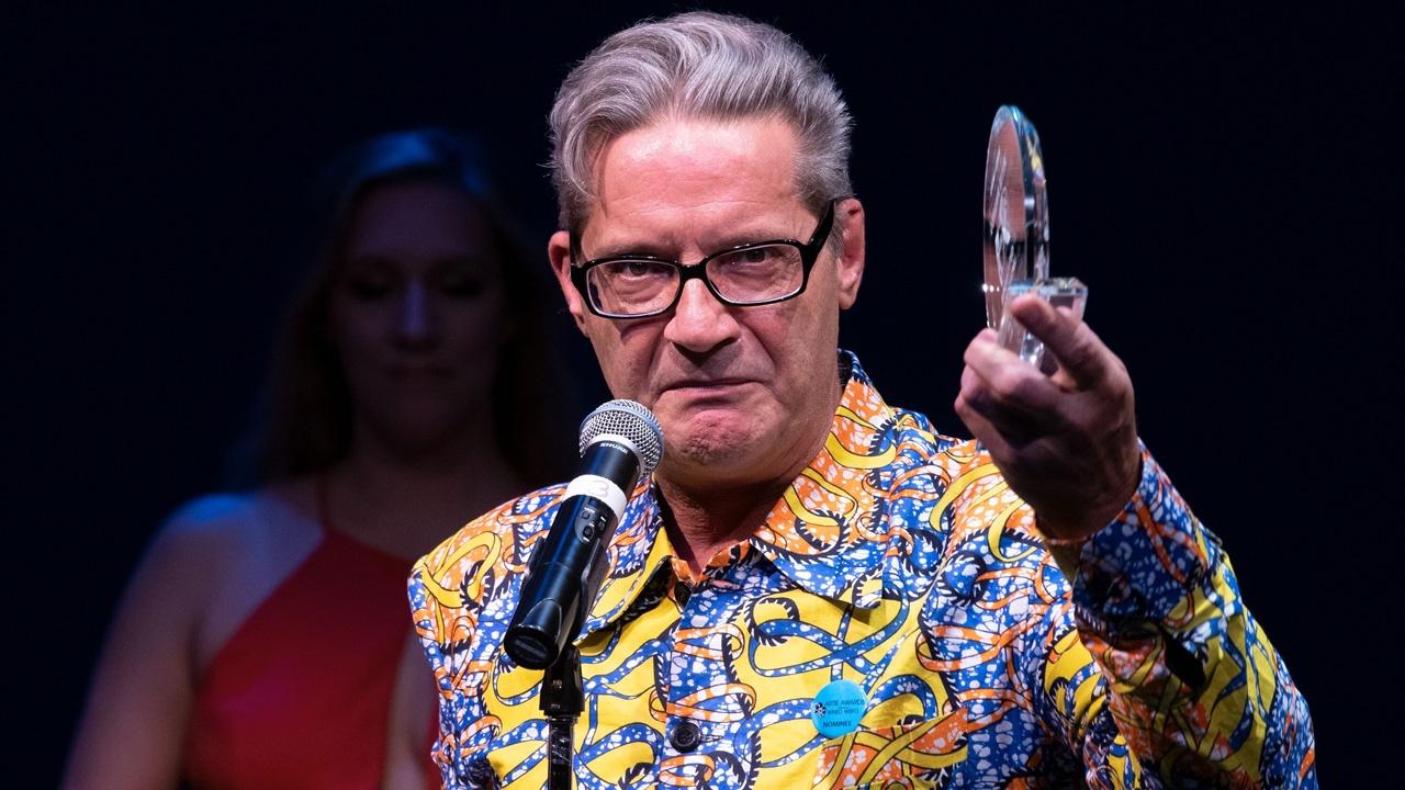 Jimmy Janowski winning Best Leading Actor in a Play for The Absolute Brightness of Leonard Pelkey, Buffalo United Artists