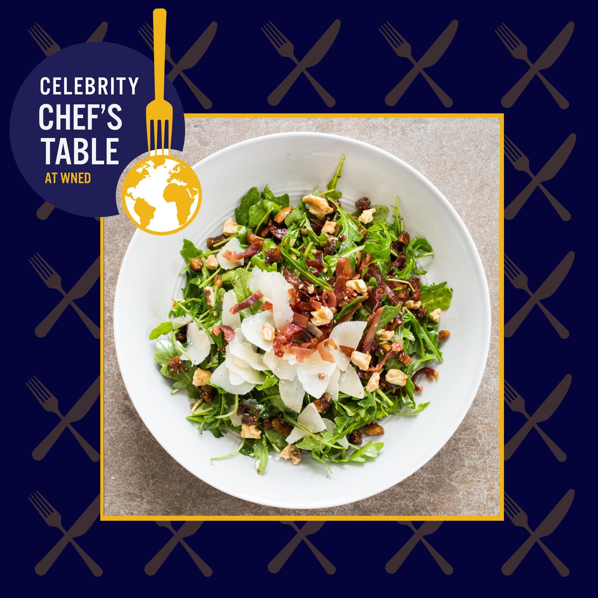 Celebrity Che'f Table Salad Course: Arugula Salad with Figs, Prosciutto, Walnuts, and Parmesan