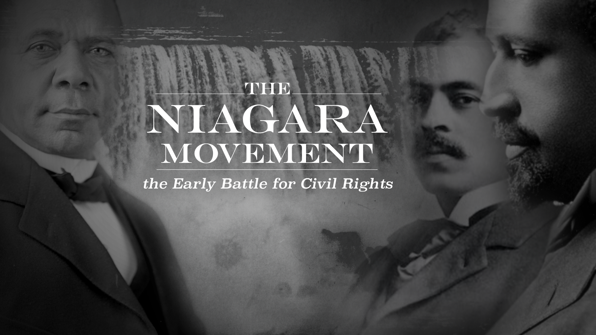 Booker T. Washington, W.E.B. DuBois, and William Monroe Trotter in front of Niagara Falls