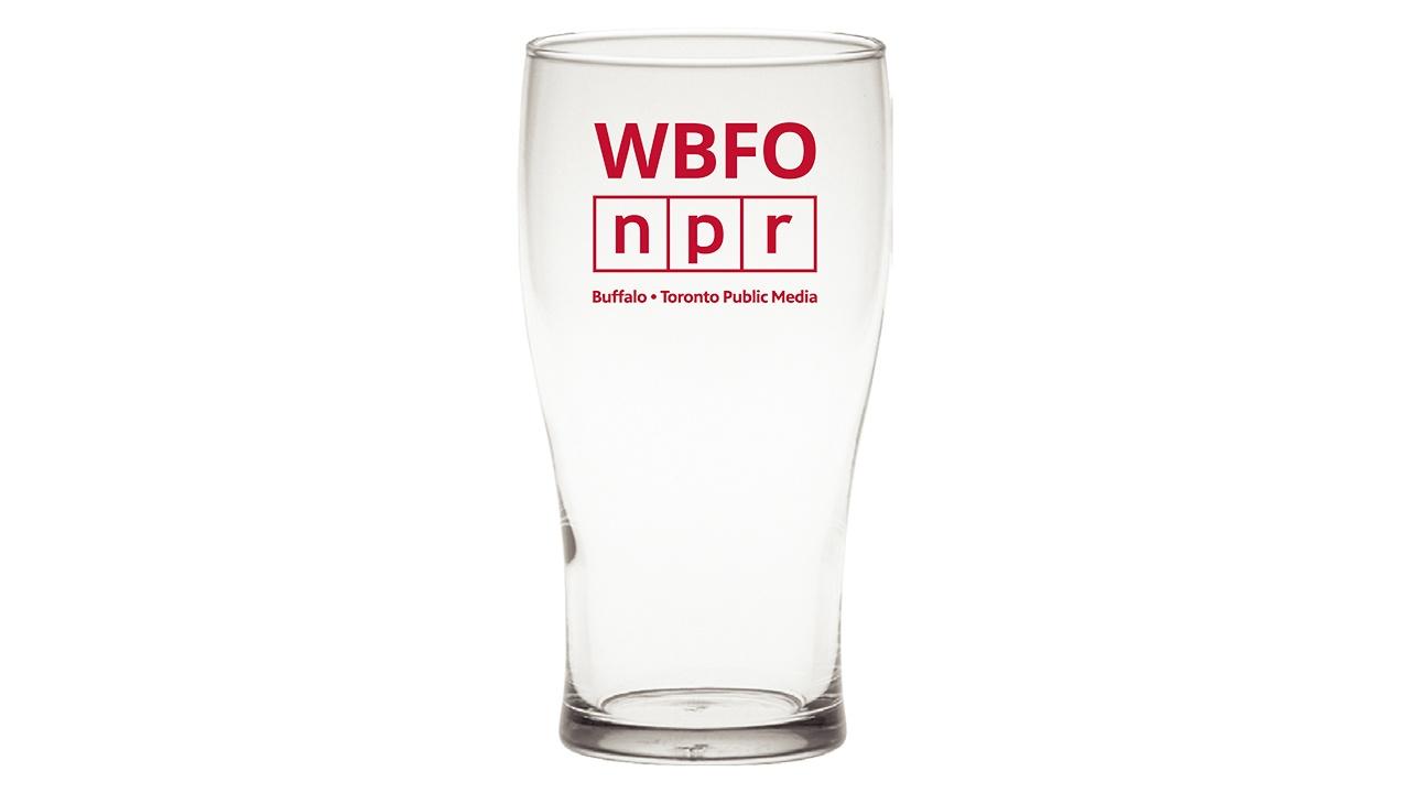 Pub glass with WBFO npr logo