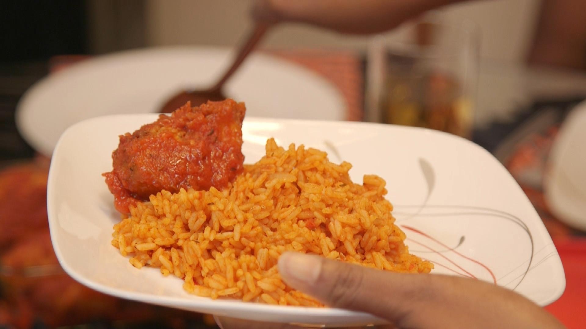 Nigerian Jollof RIce on dinner plate