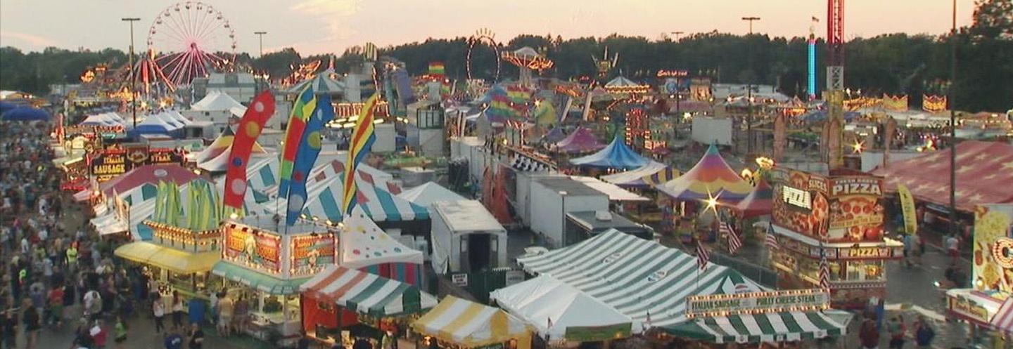 view of the midway at the Erie County Fair