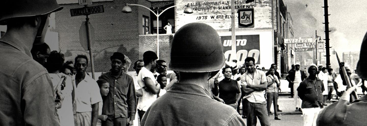 Black and white image from the 1967 riots