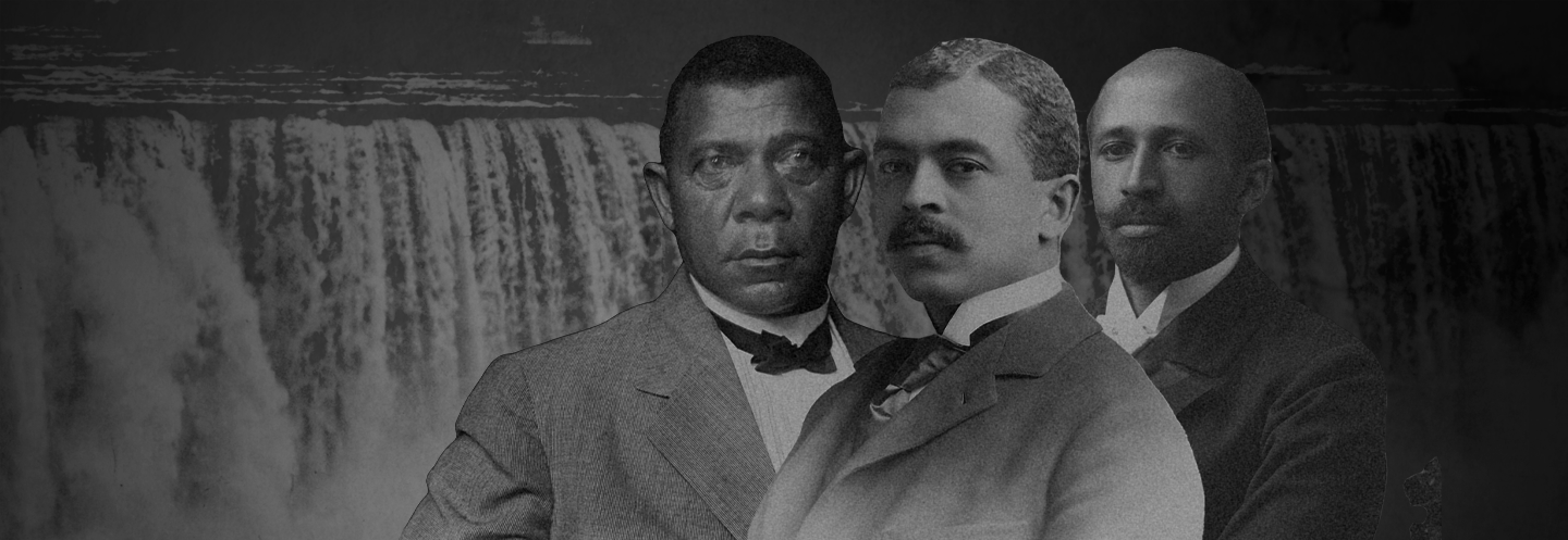 Booker T. Washington, W.E.B. DuBois, and William Monroe Trotter in front of Niagara Falls