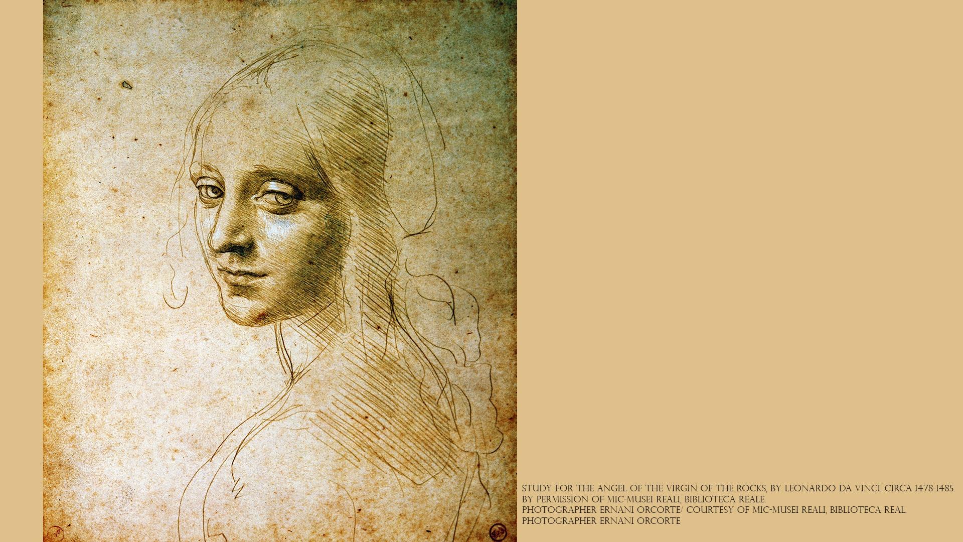 Study for the Angel of the Virgin of the Rocks, by Leonardo da Vinci, circa 1478-1485. 