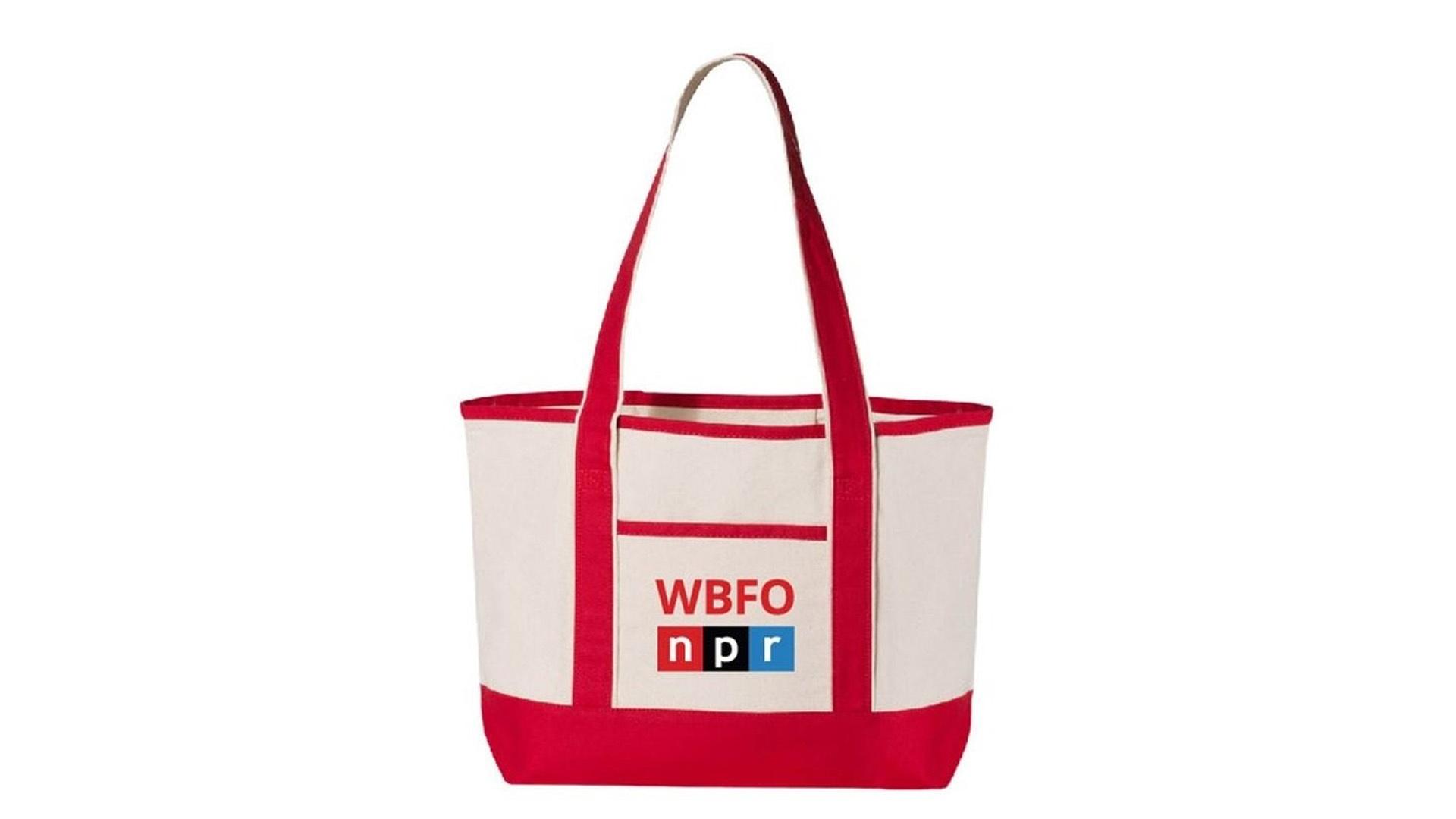WBFO Two Tone Cotton Red/Natural Tote Bag