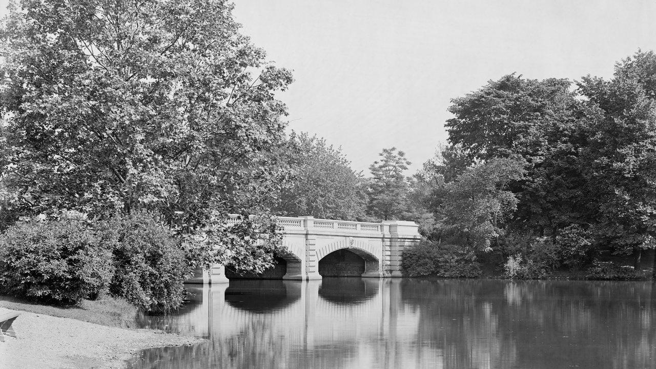 Bridge in Buffalo's Delaware Park, c. 1890-1910.