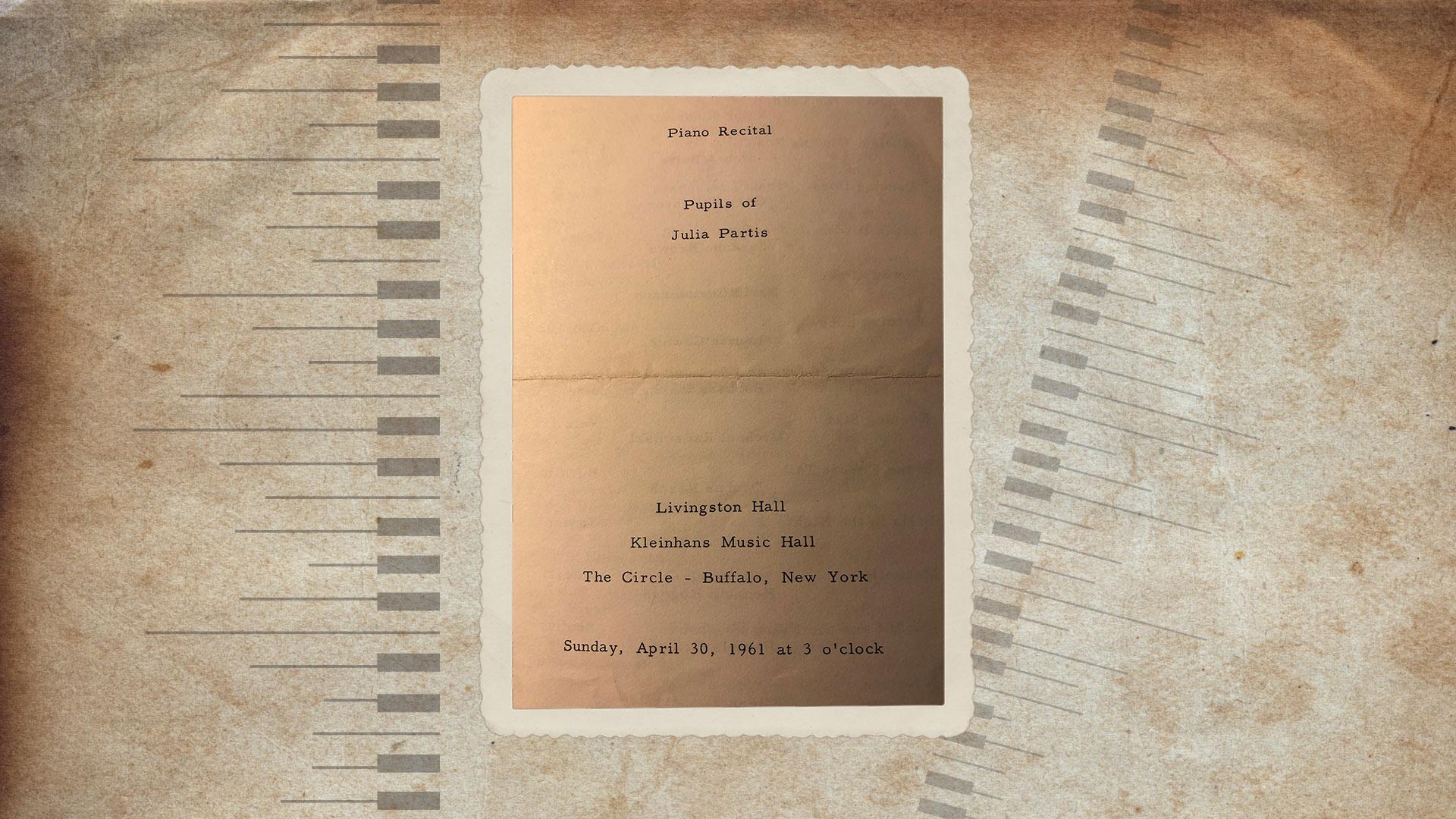 1961 program from a piano recital at Kleinhans Music Hall