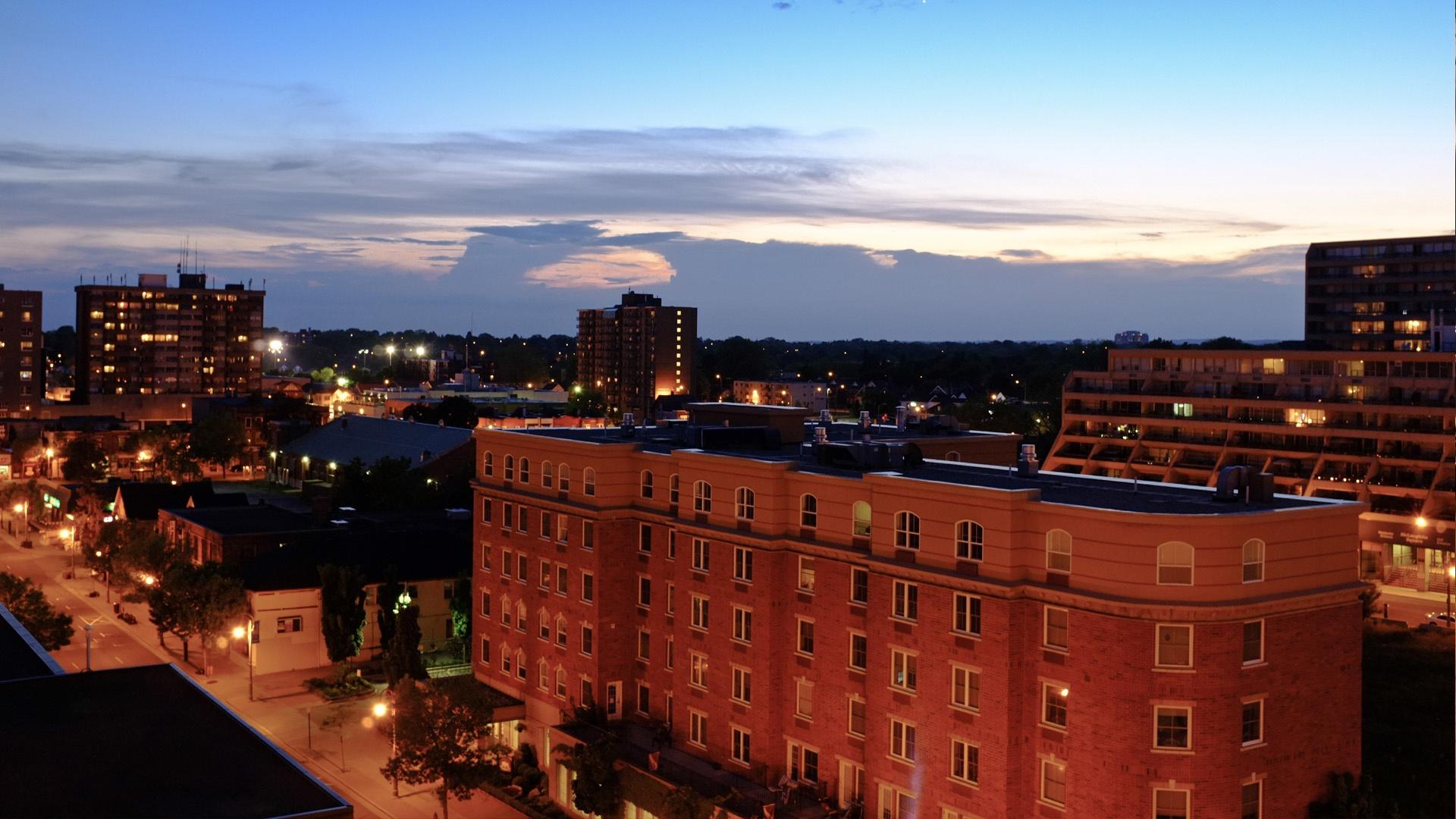 Oshawa cityscape at night