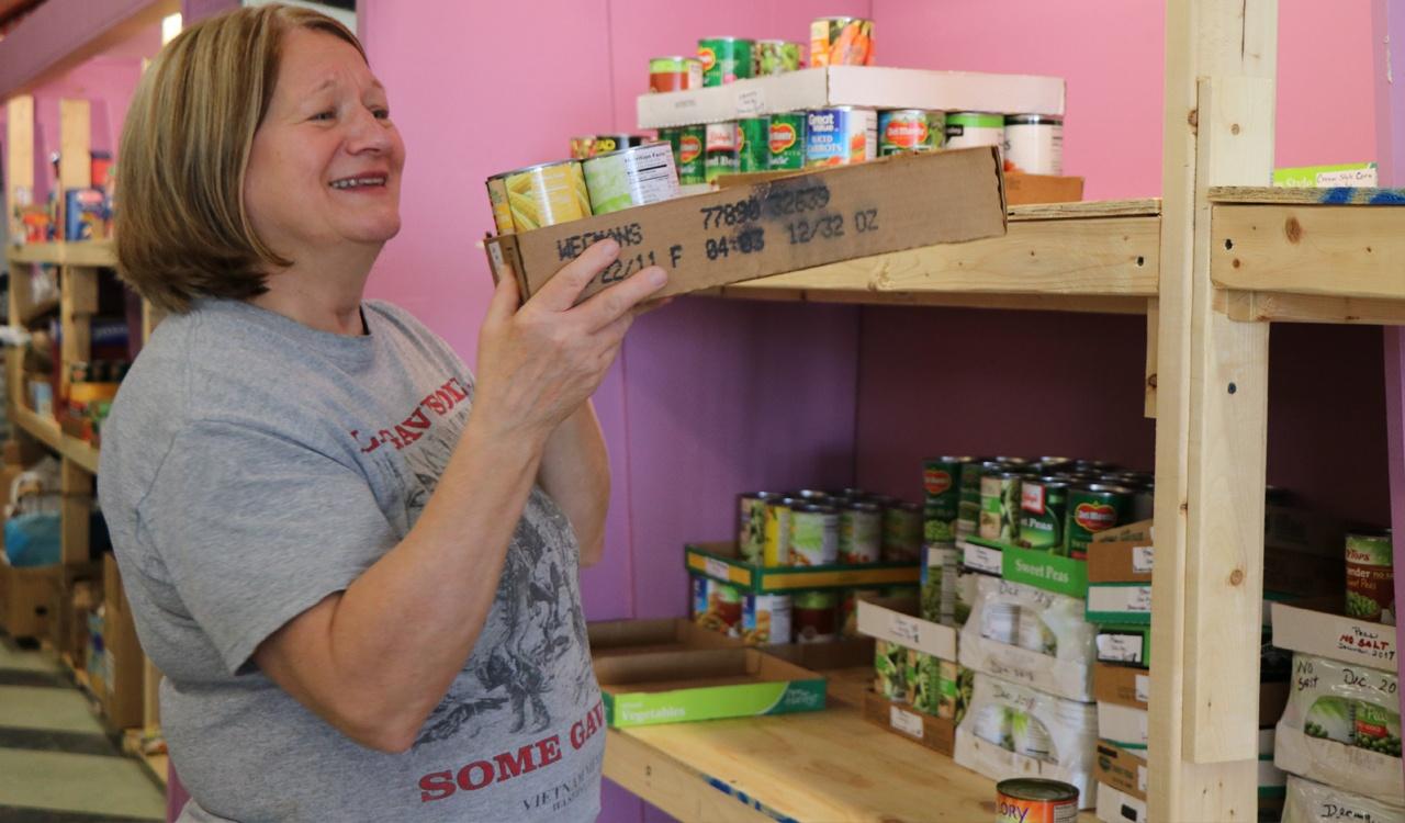 She volunteers to organize and distribute food to needy veterans from the Paul Rudnicki Food Pantry at Chapter 77 headquarters in Tonawanda, New York.