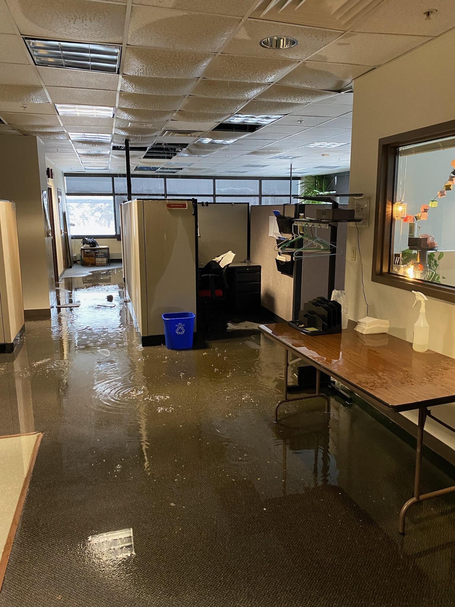 2nd floor flooding and ceiling damage in the WBFO Newsroom – Dec. 26, 2022 