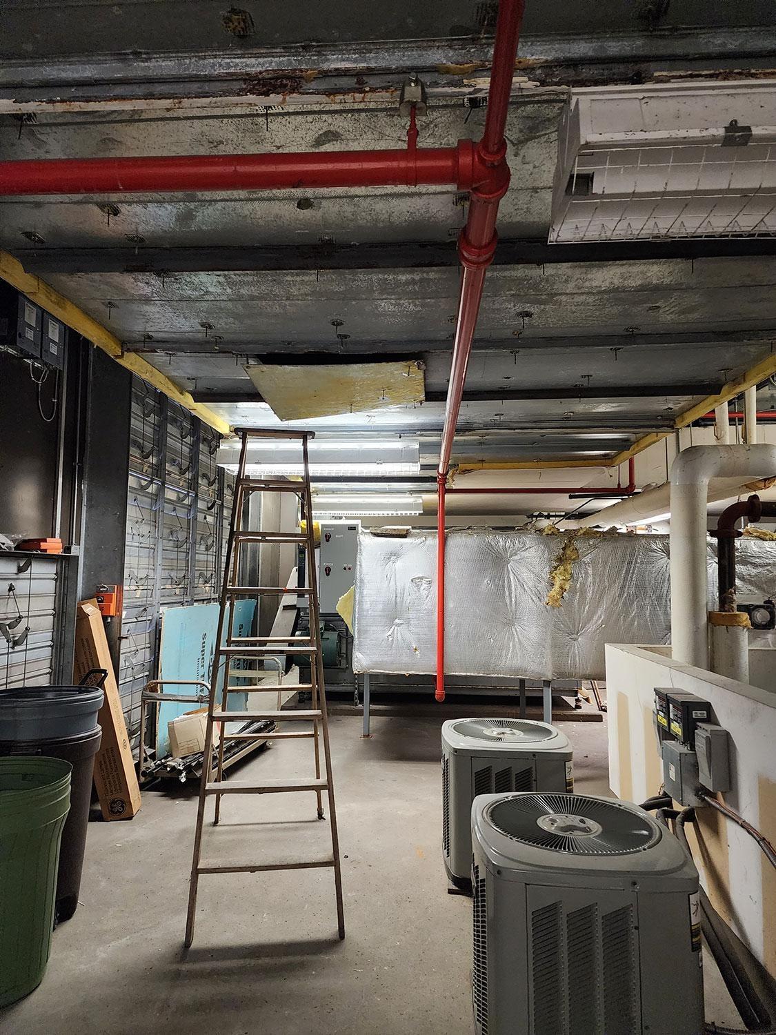 5th floor ceiling removal in Mechanical area –  March 15, 2023