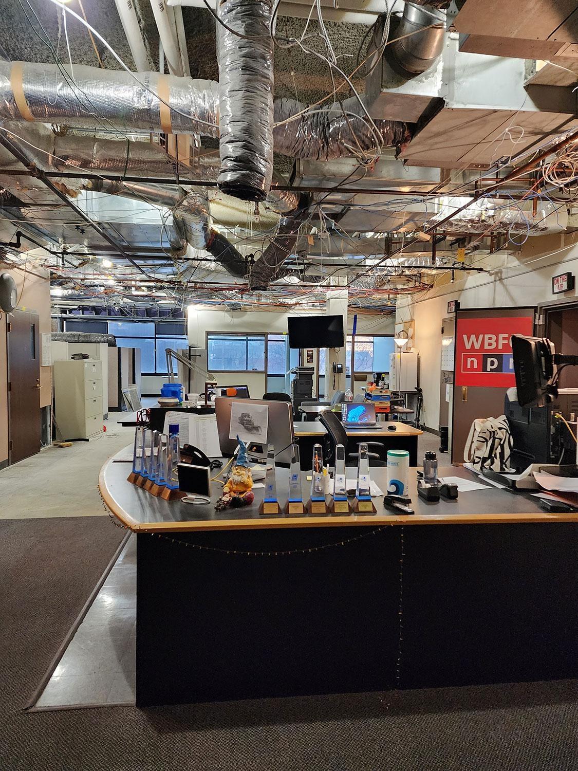 2nd floor ceiling, and flooring removal in the front of WBFO Newsroom – March 15, 2023