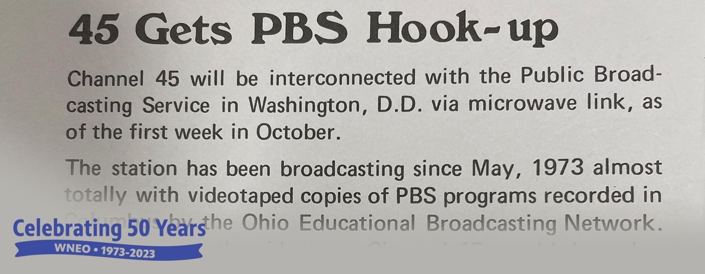 45 Gets PBS Hook-up newspaper clip