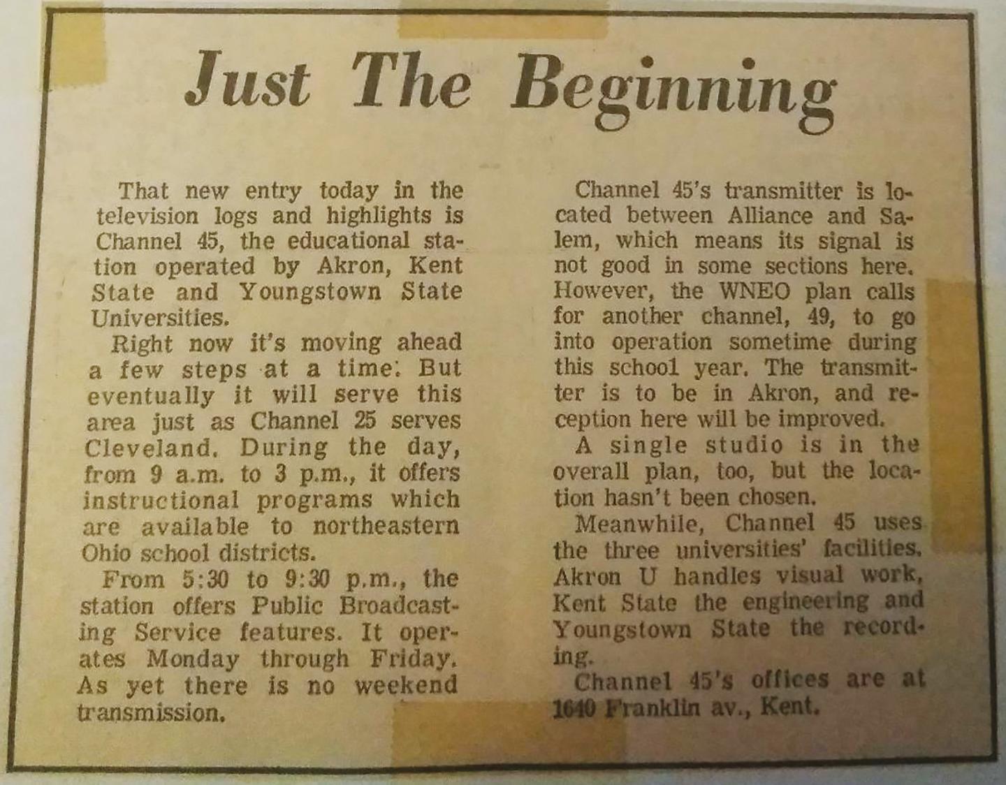 Just the Beginning newspaper clip