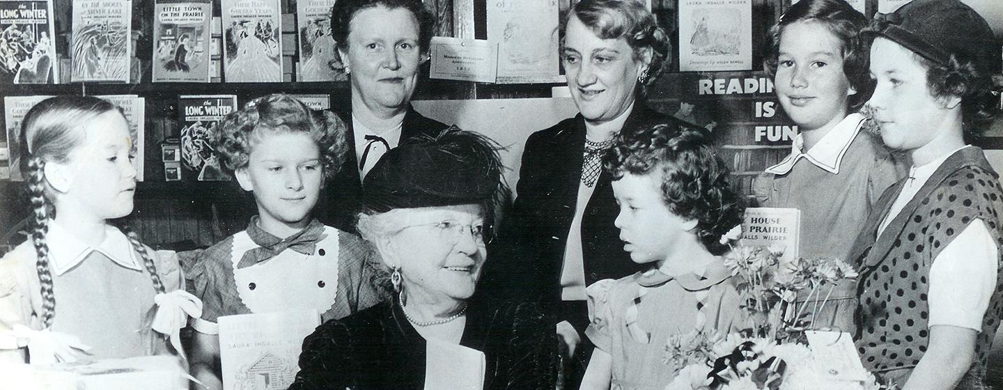 Laura Ingalls Wilder signing books.