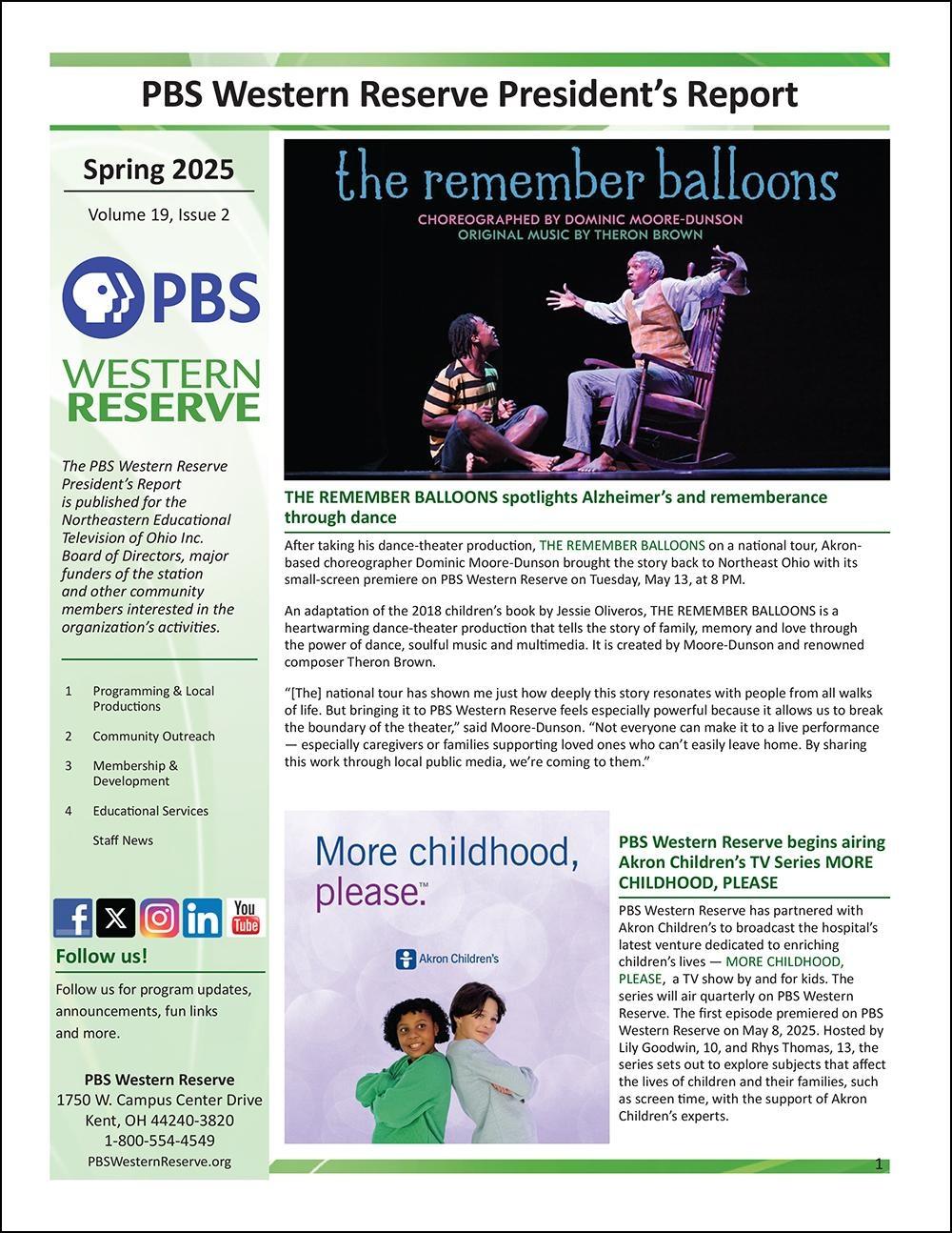 PBS Western Reserve President's Report - Spring 2025