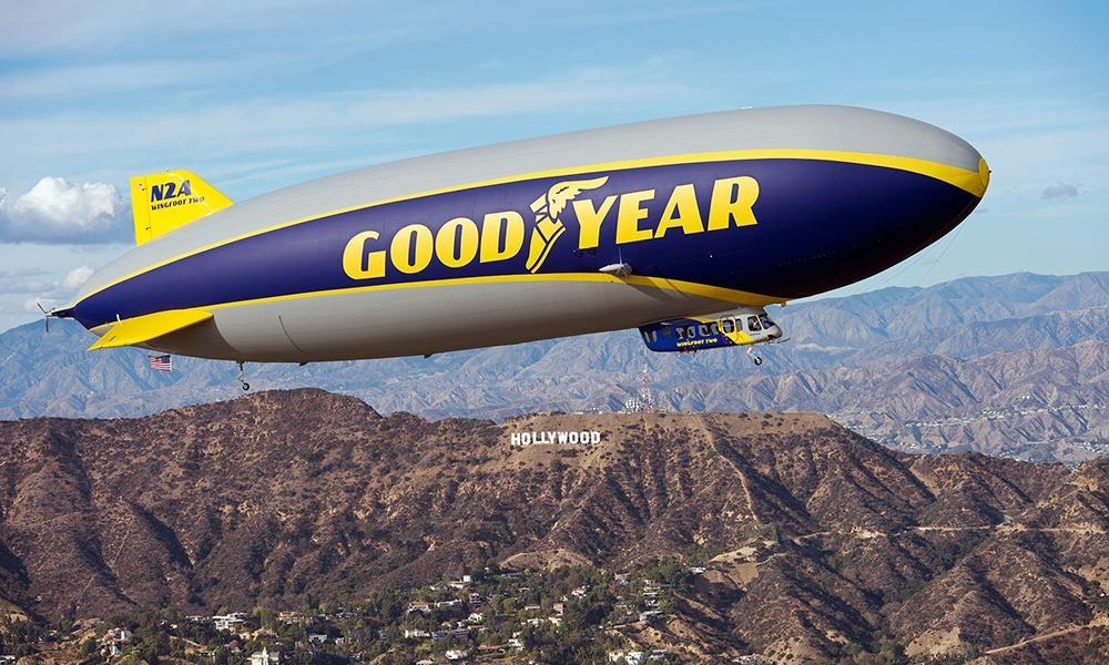 Goodyear Blimp with  Hollywood Sign