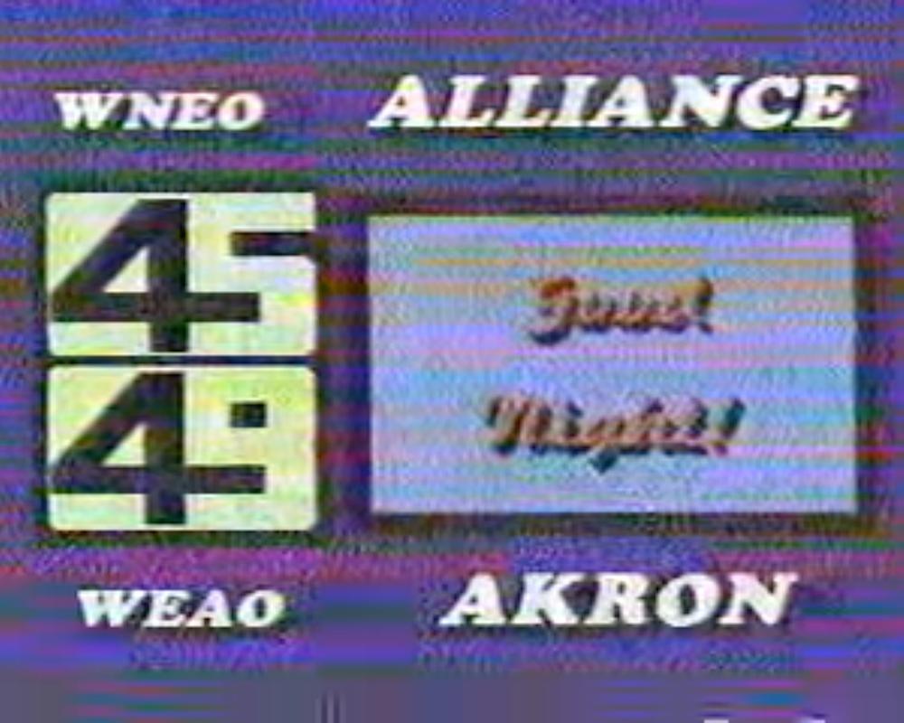 WNEO / WEAO Channels 45 & 49 sign-off screen in the 1980s.